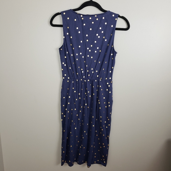 Boden Melinda Jersey Dress Navy Blue Gold Dots 6L - Picture 5 of 5